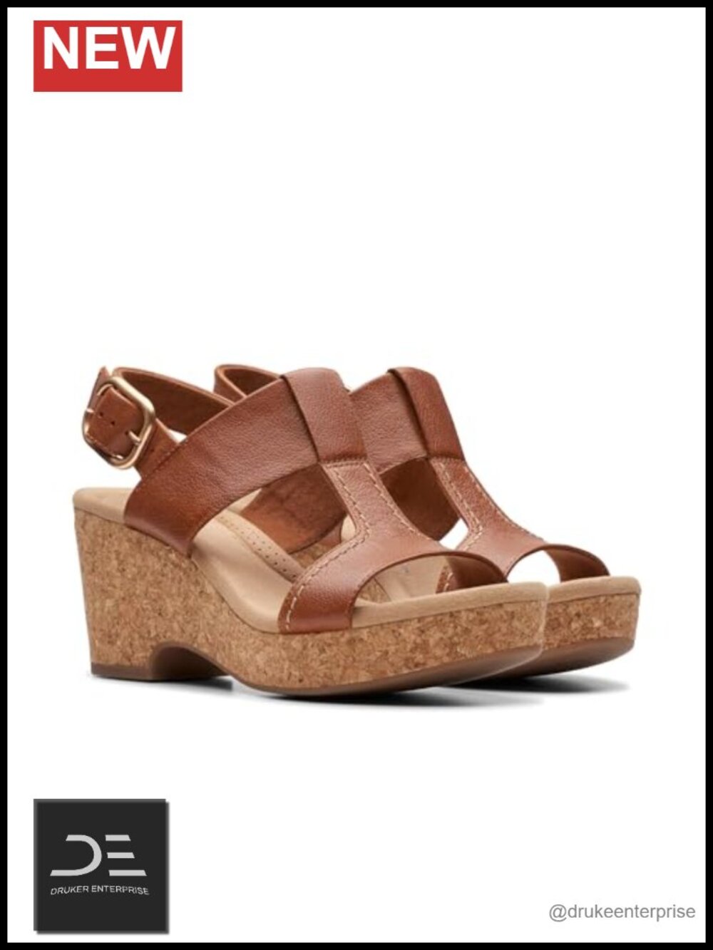 Clarks Women's Leather Wedge Sandals Adjustable Slingback
